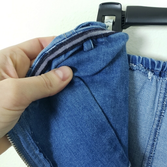 Oh Yes Jeans Denim Front Zip Dress Large - Picture 8 of 8